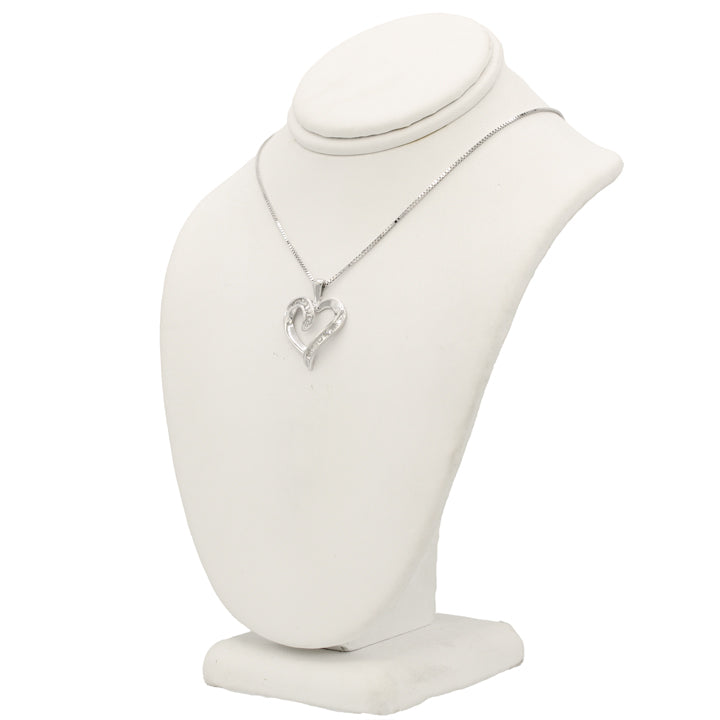 10k White Gold Diamond Heart Pendant