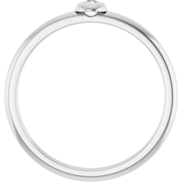 14k White Diamond Bezel Stackable Ring