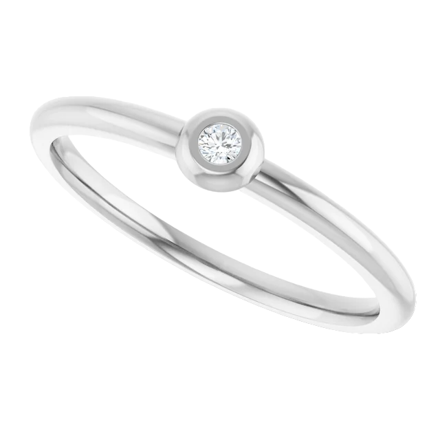 14k White Diamond Bezel Stackable Ring