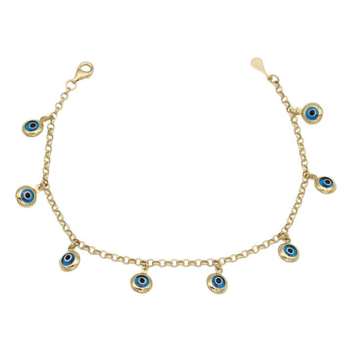 14k Dangling Eye Cable Link Bracelet
