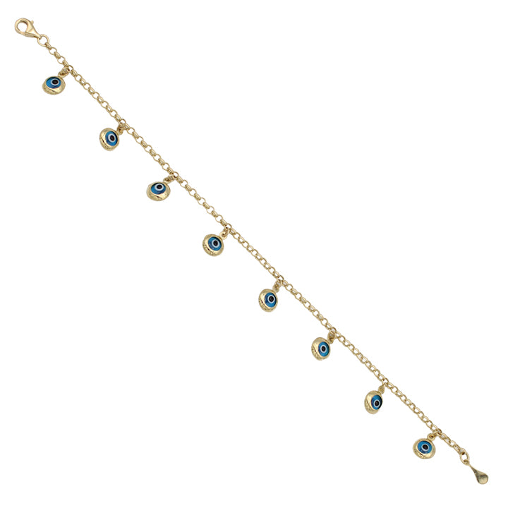 14k Dangling Eye Cable Link Bracelet