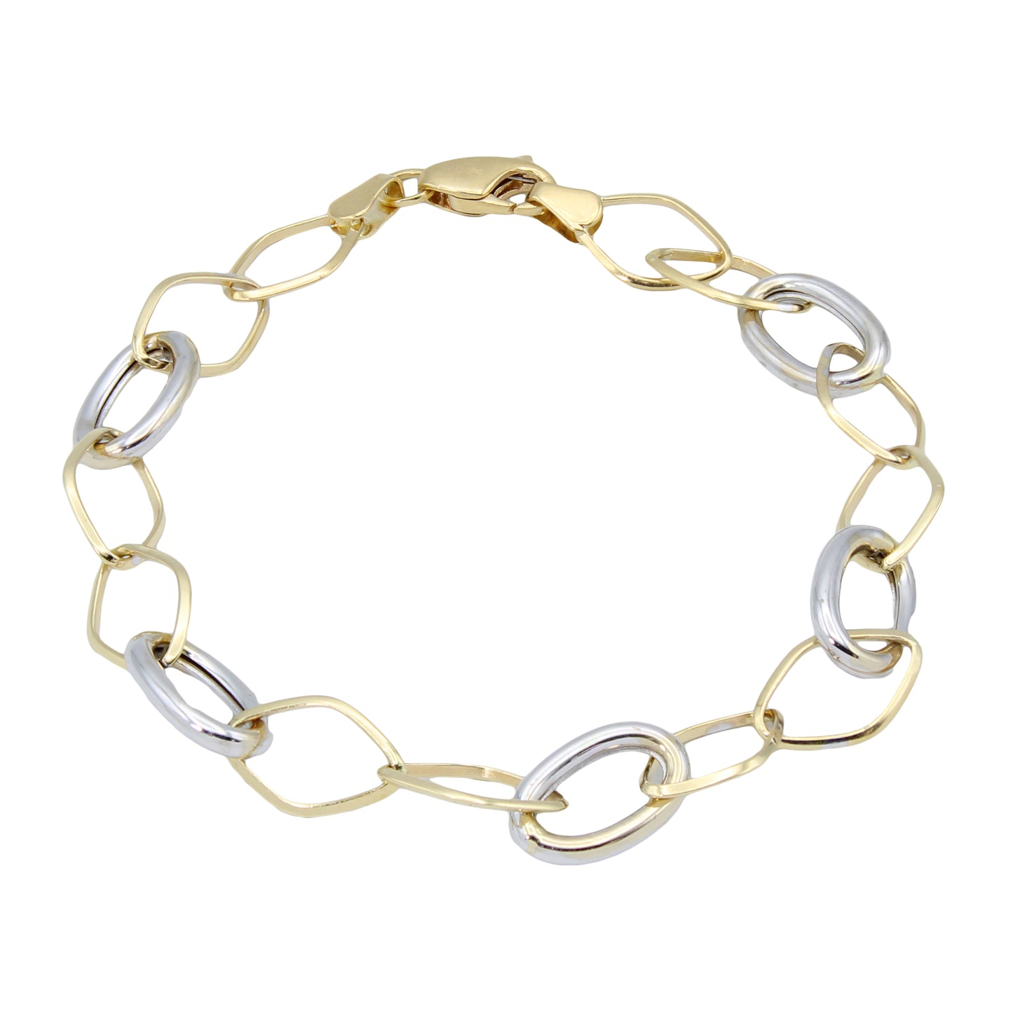 14k Two-Tone Gold Oval Circle Bracelet