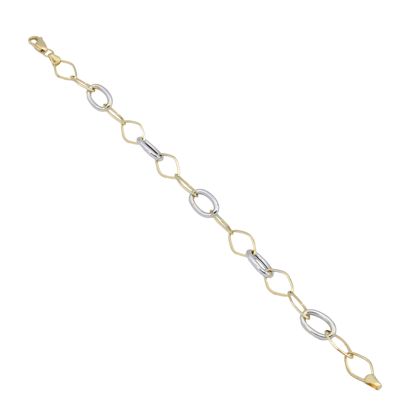 14k Two-Tone Gold Oval Circle Bracelet