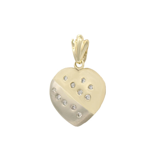 14k Two-Tone Diamond Heart Pendant