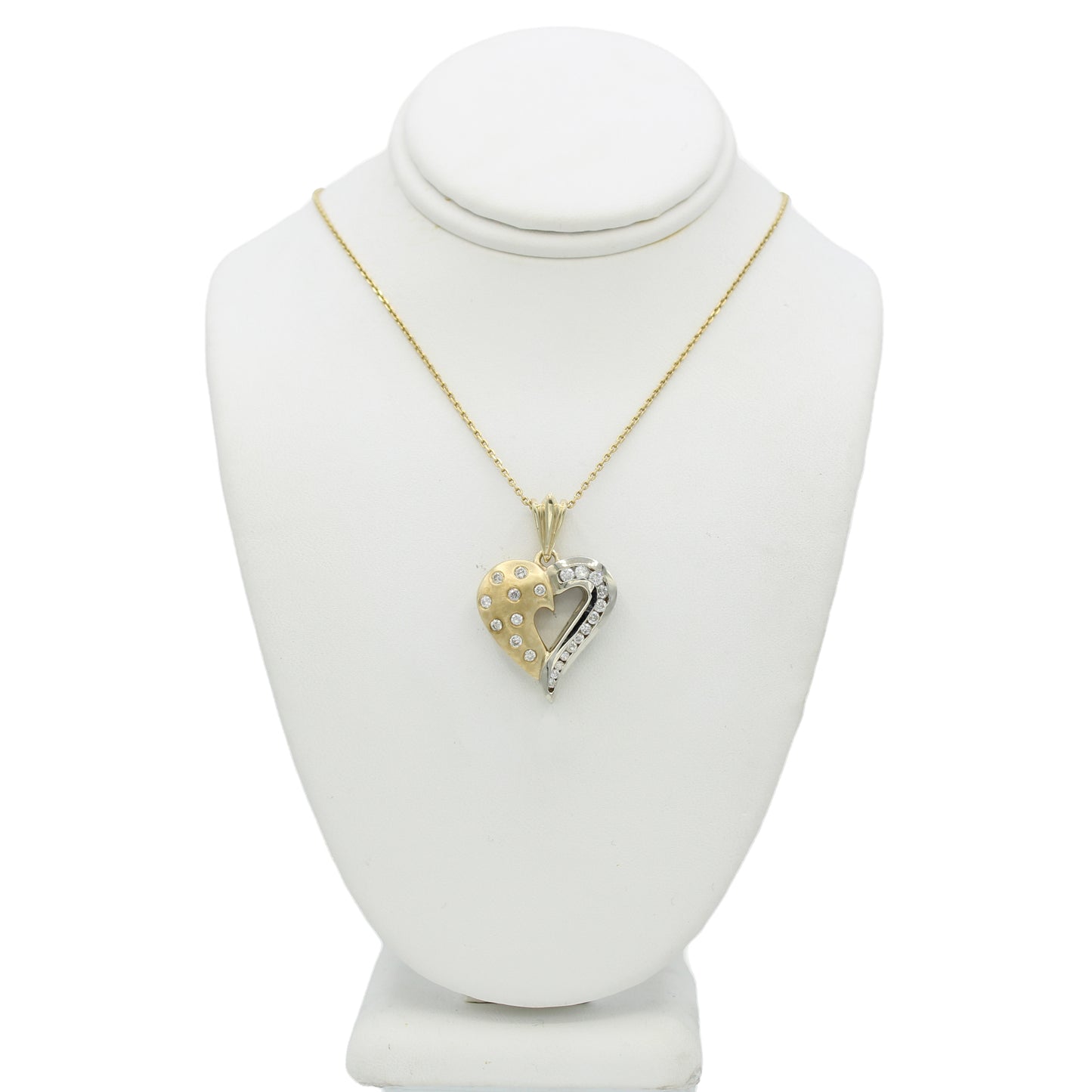 14k Two-Tone Diamond Heart Pendant