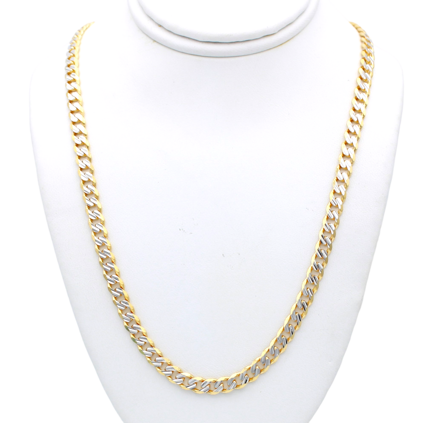 14k Two-Tone Fancy Cuban Link Chain - 4.40 mm