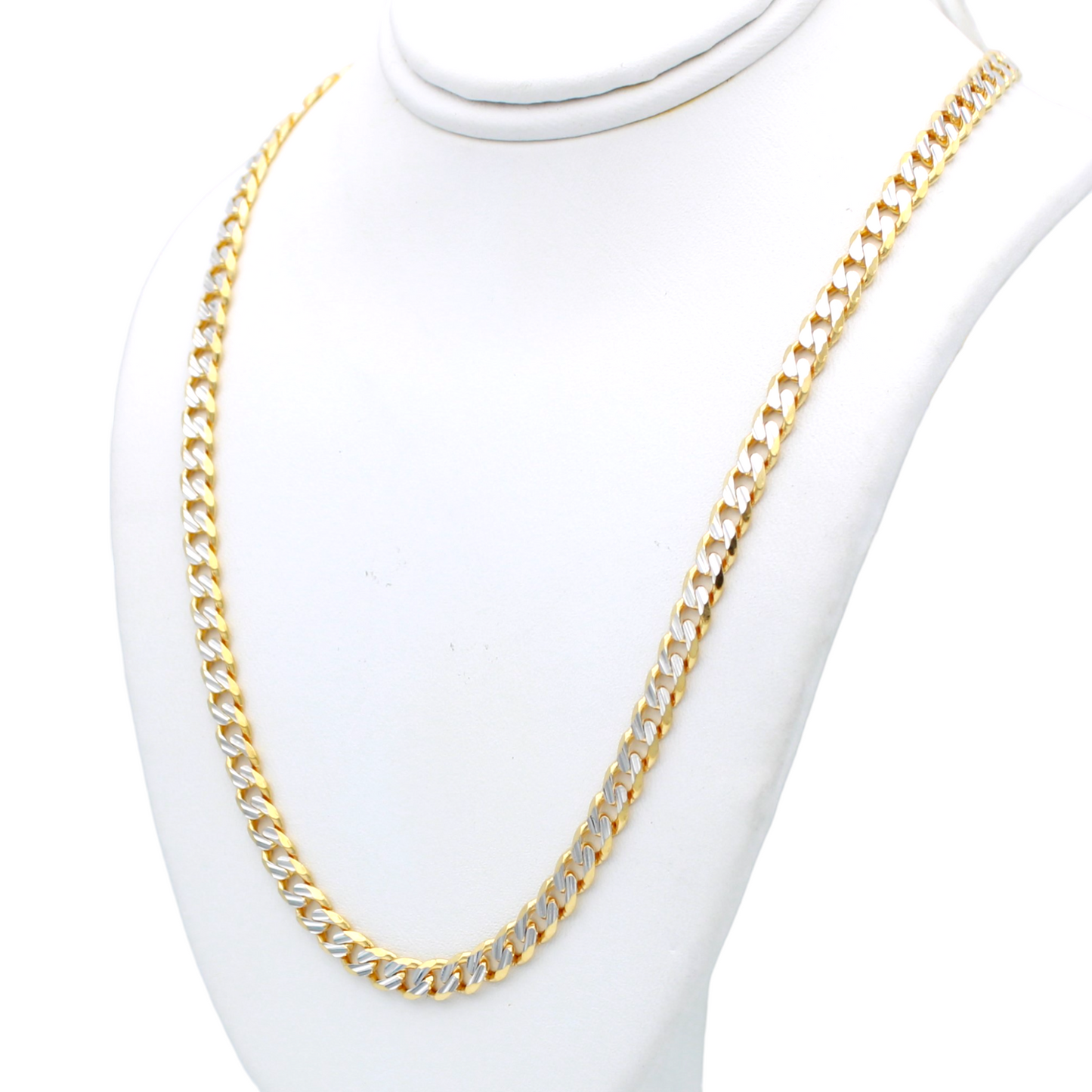 14k Two-Tone Fancy Cuban Link Chain - 4.40 mm