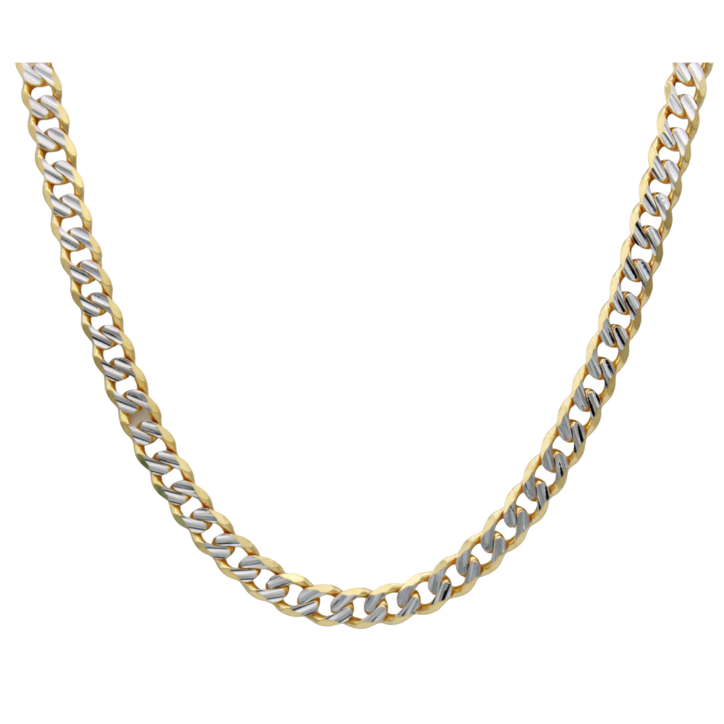 14k Two-Tone Fancy Cuban Link Chain - 4.40 mm