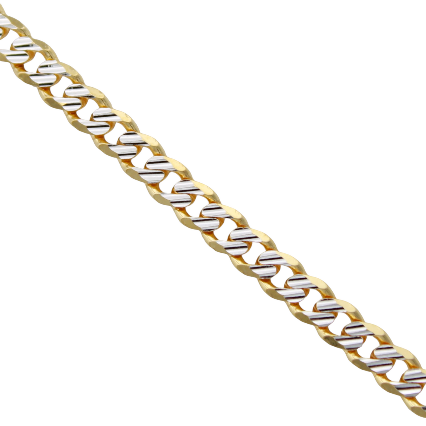 14k Two-Tone Fancy Cuban Link Chain - 4.40 mm