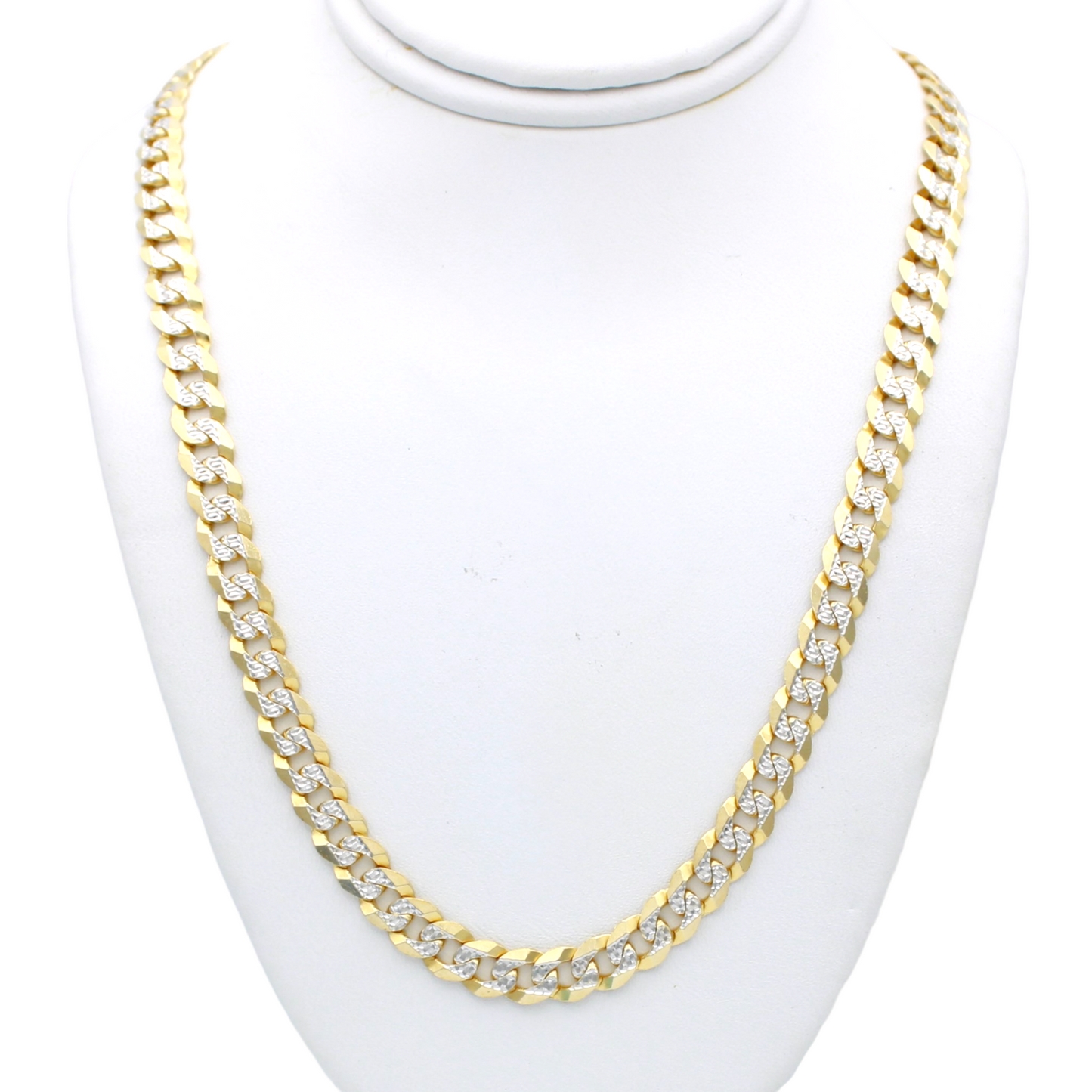 14k Two-Tone Pave Cuban Link Chain - 5.85 mm