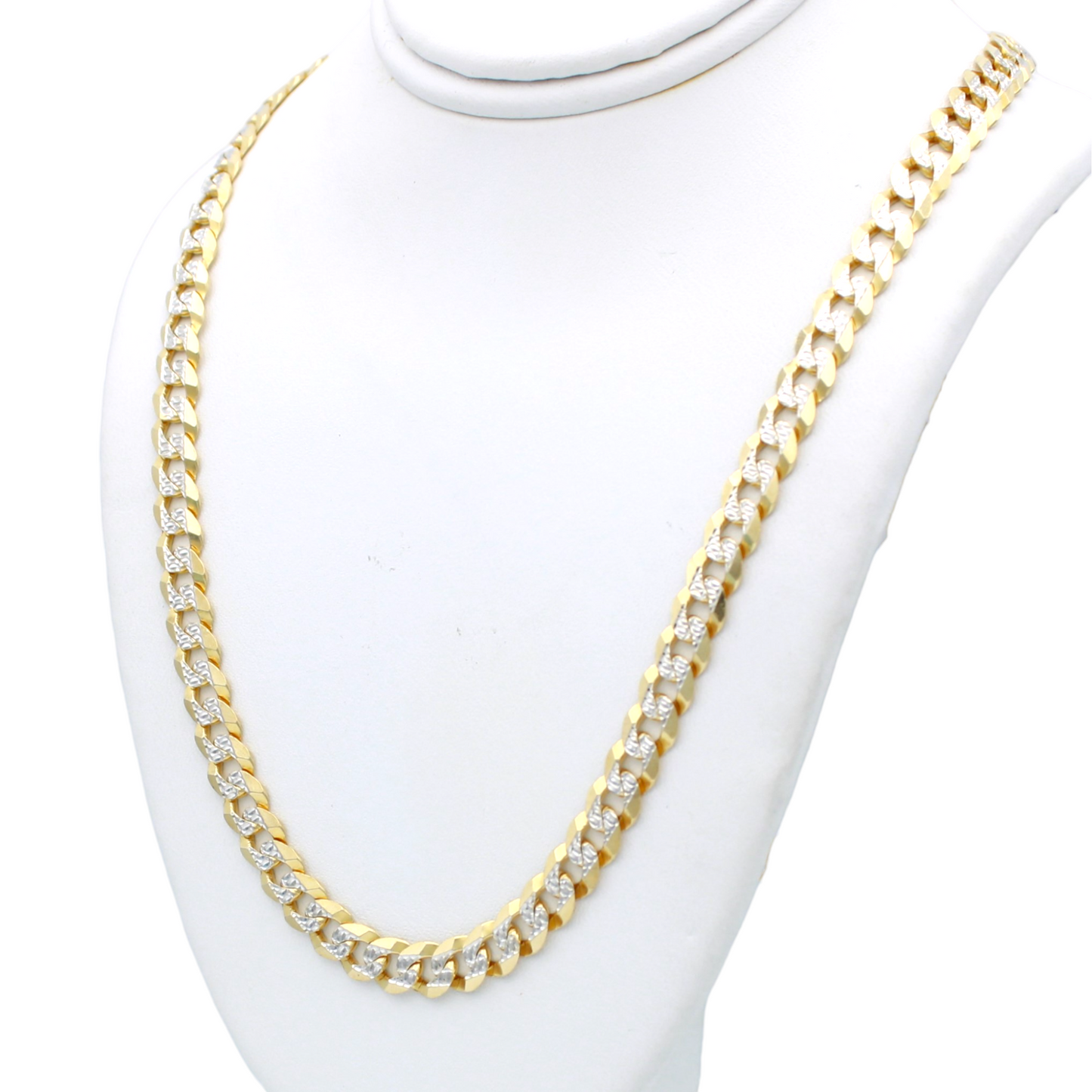 14k Two-Tone Pave Cuban Link Chain - 5.85 mm