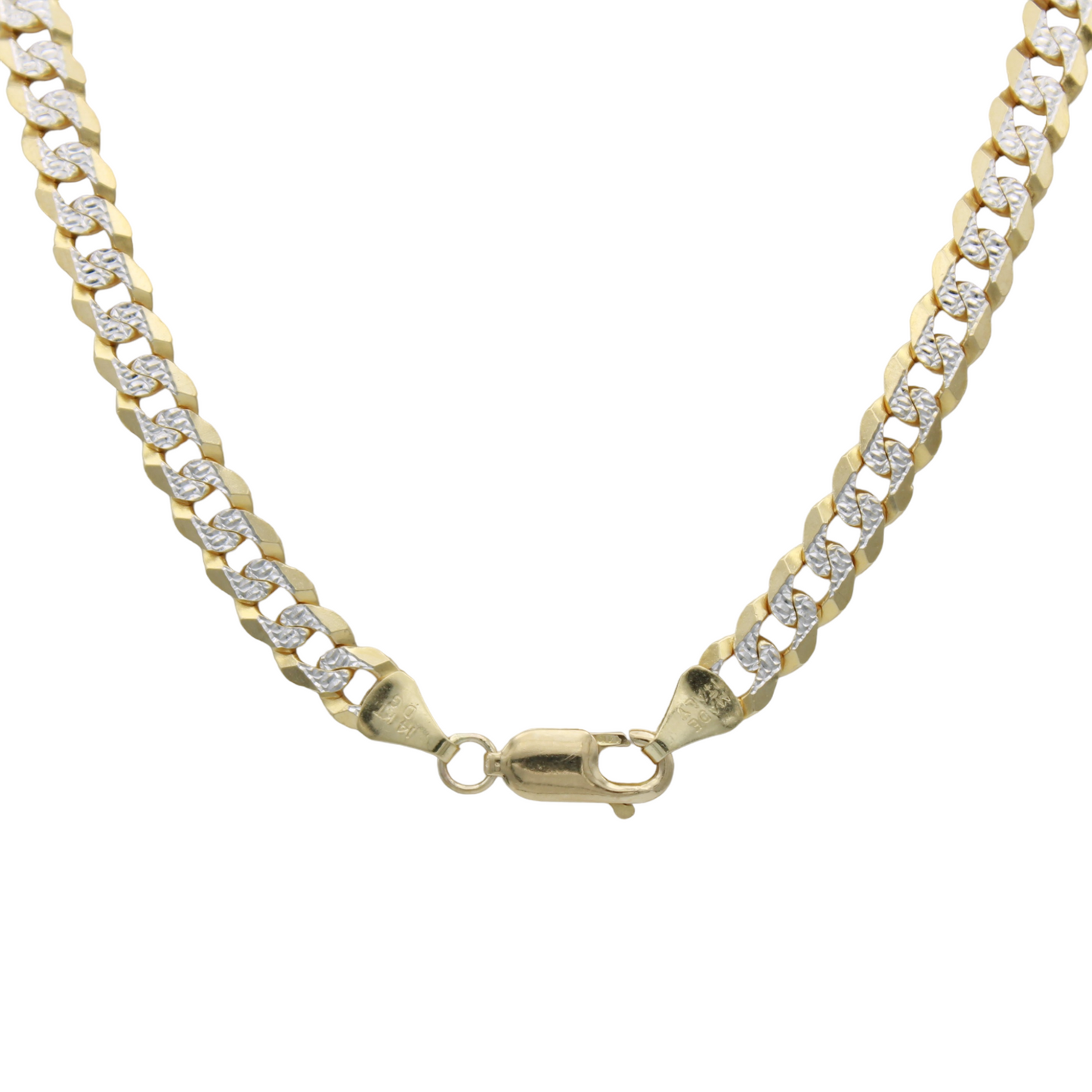 14k Two-Tone Pave Cuban Link Chain - 5.85 mm