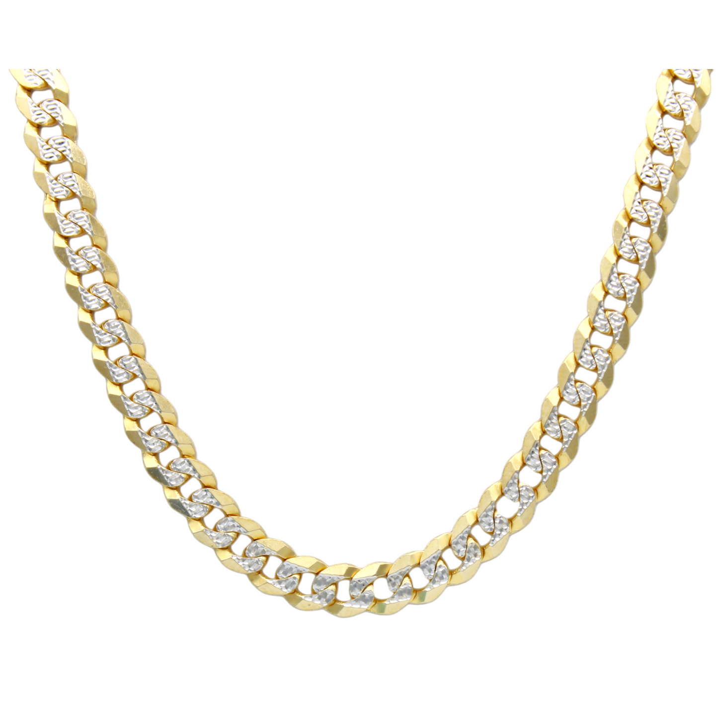 14k Two-Tone Pave Cuban Link Chain - 5.85 mm