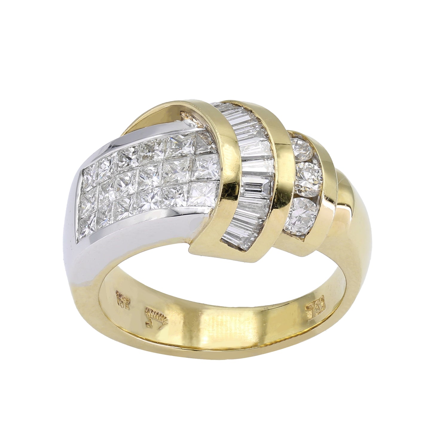 18k Two-Tone Gold Princess-Cut Invisible Set Diamond Ring - 1.75ct TDW