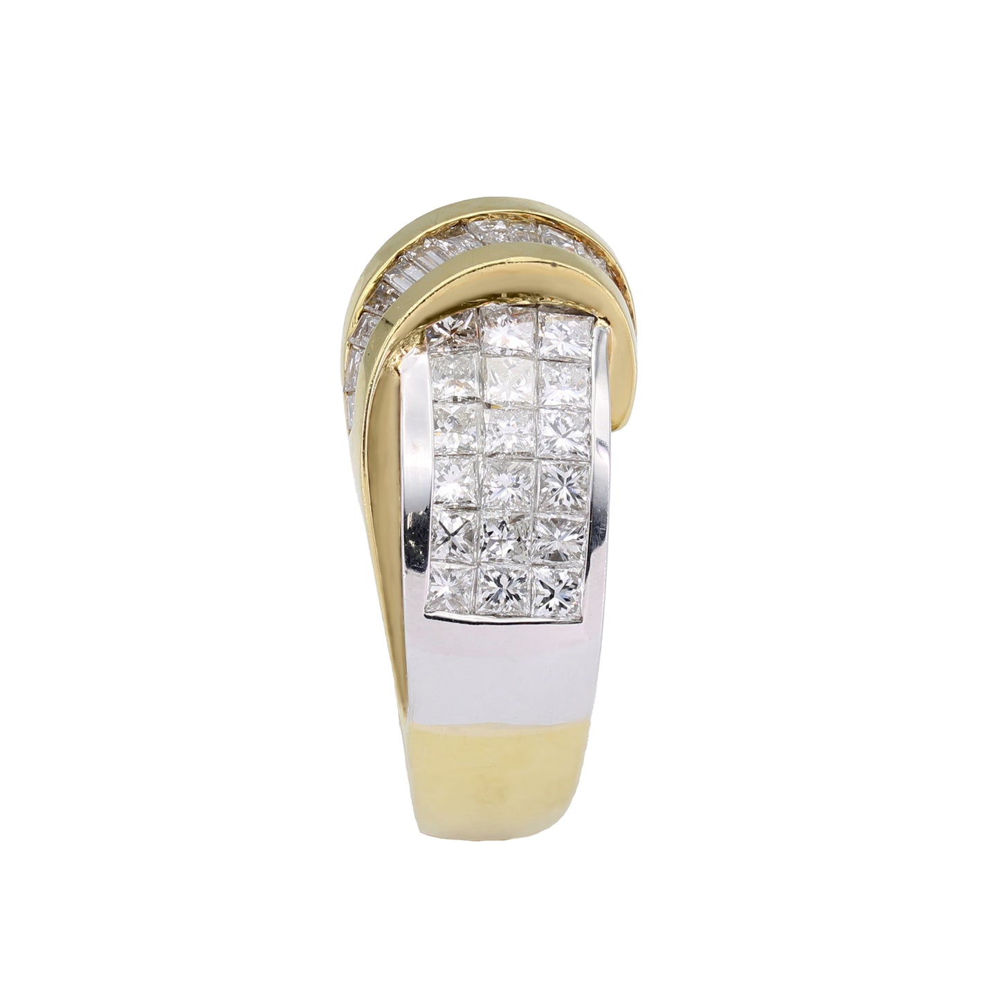 18k Two-Tone Gold Princess-Cut Invisible Set Diamond Ring - 1.75ct TDW