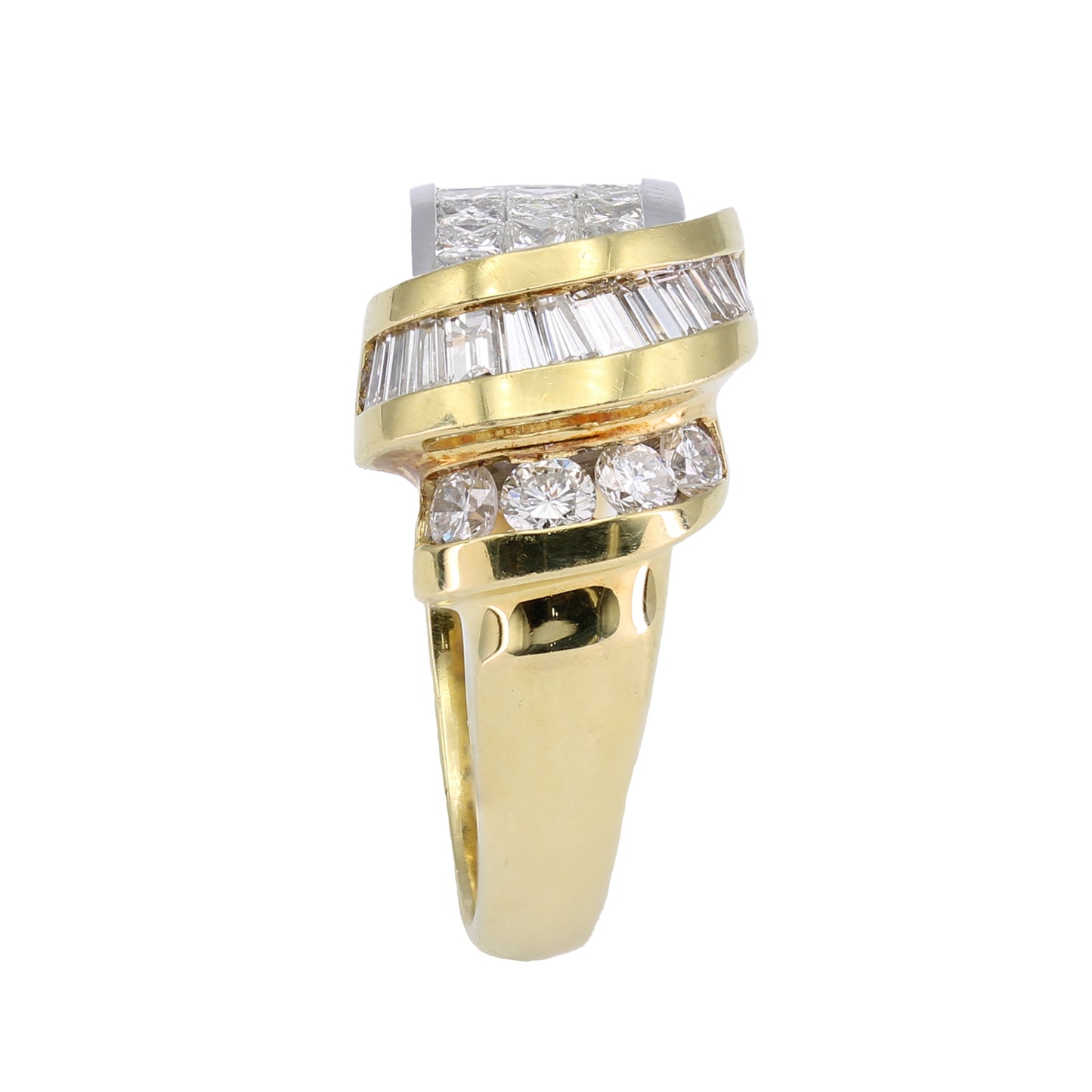 18k Two-Tone Gold Princess-Cut Invisible Set Diamond Ring - 1.75ct TDW