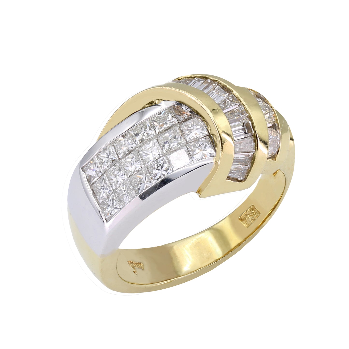 18k Two-Tone Gold Princess-Cut Invisible Set Diamond Ring - 1.75ct TDW