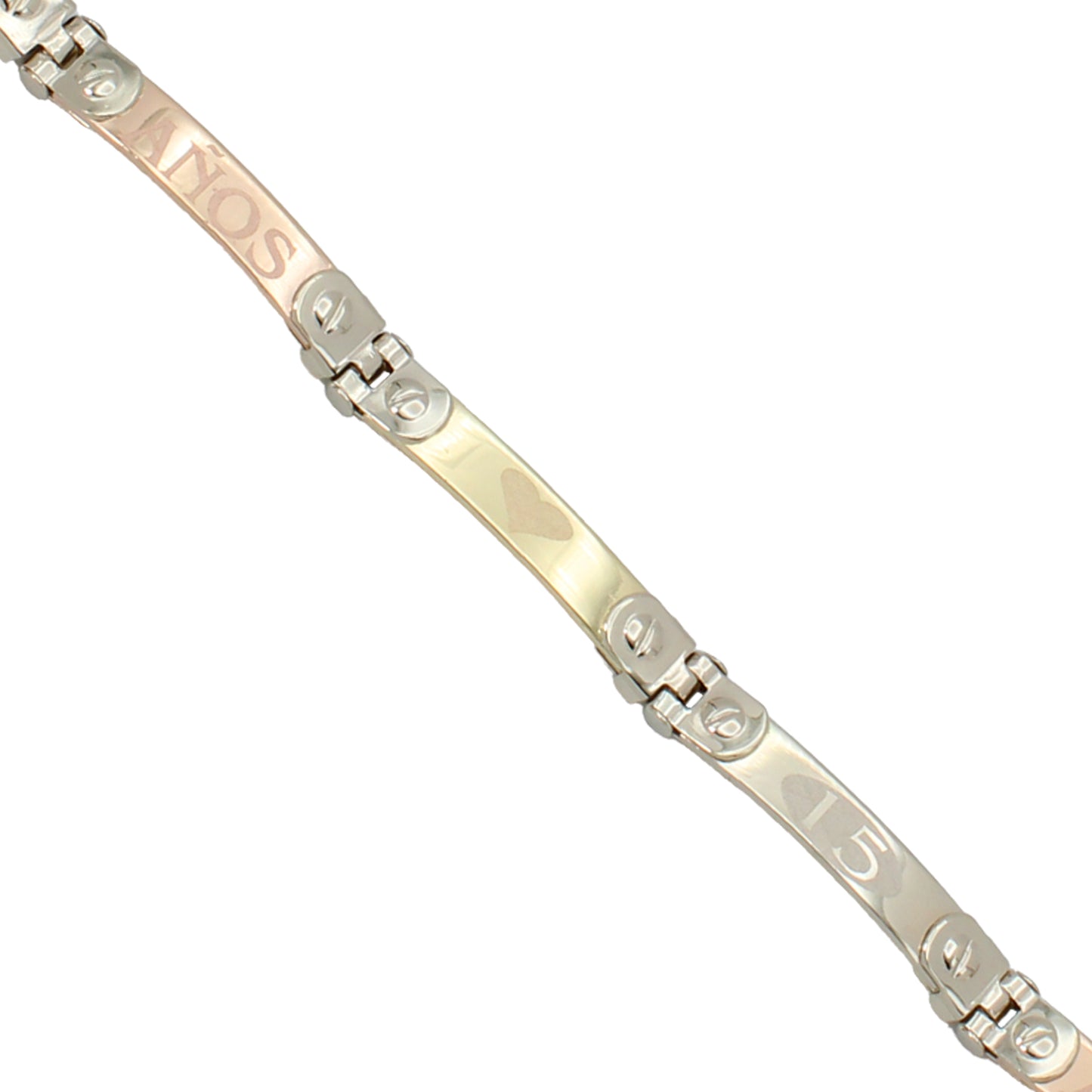 14k Tri-Color Gold Quinceañera Bracelet