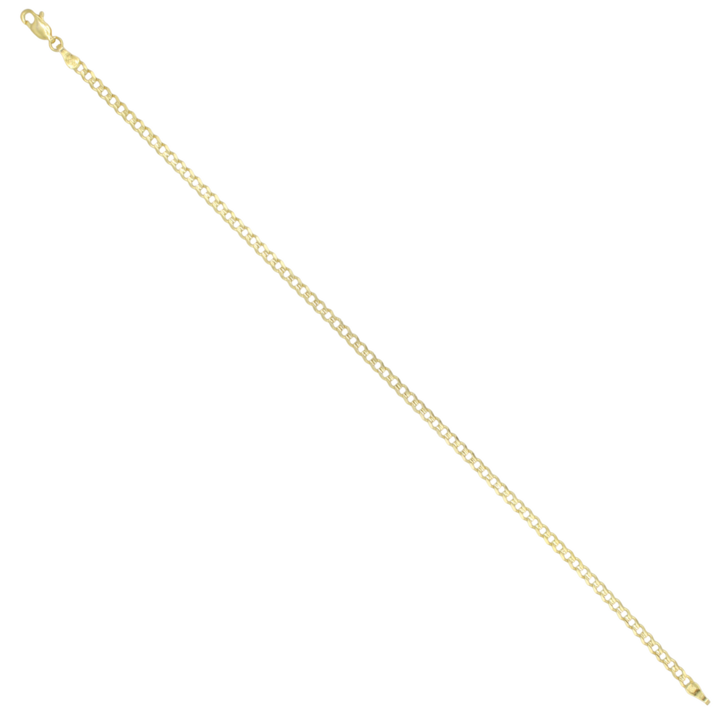 14k Yellow Gold Concave Cuban Link Anklet