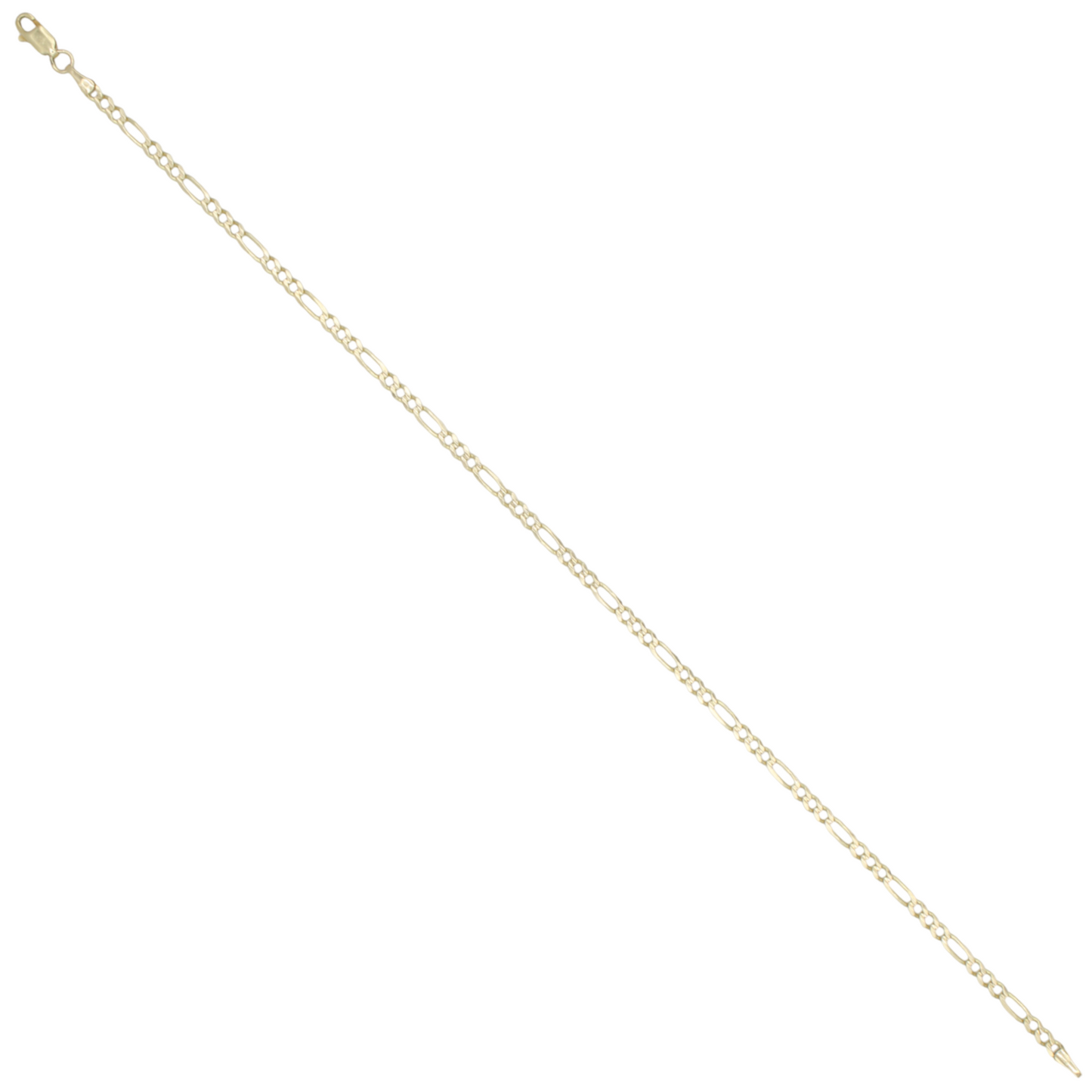 14k Yellow Gold Concave Figaro Link Anklet
