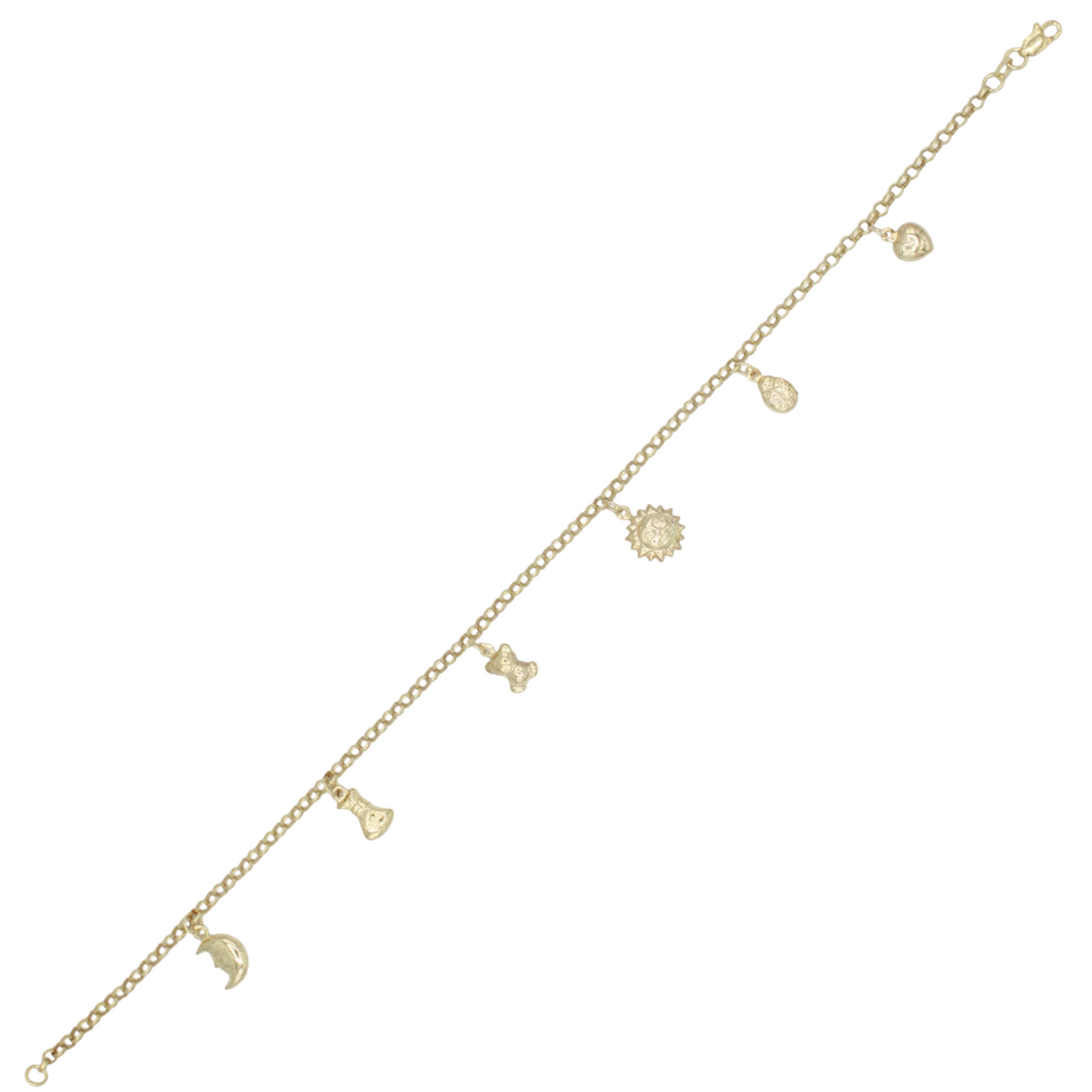 14k Rolo Link w/ Charms Anklet
