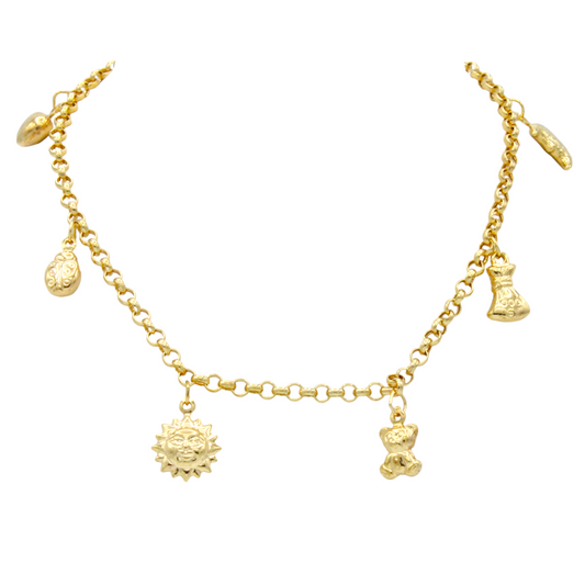 14k Rolo Link w/ Charms Anklet