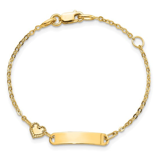 14k Polished ID with Heart Children's ID Bracelet