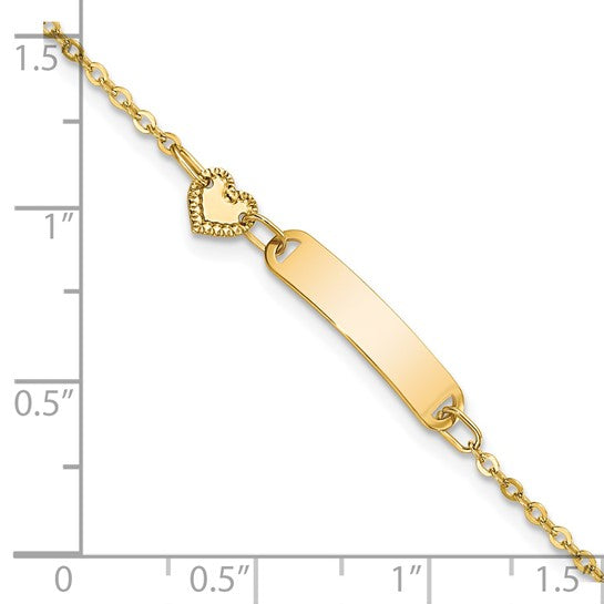 14k Polished ID with Heart Children's ID Bracelet
