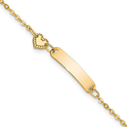 14k Polished ID with Heart Children's ID Bracelet