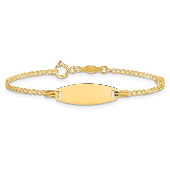 14k Children's Dangling Enameled Heart Curb Link ID Bracelet