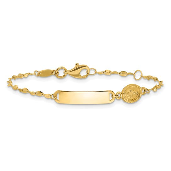 14k Children's Polished Miraculous Medallion ID Bracelet