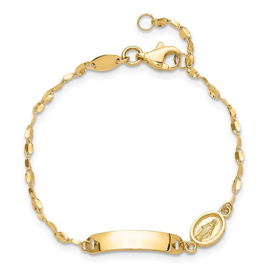 14k Children's Polished Miraculous Medallion ID Bracelet