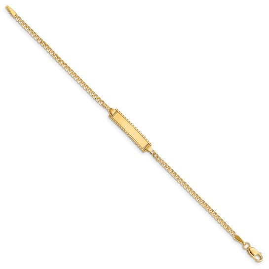 14k Children's Etched Border Curb Link ID Bracelet