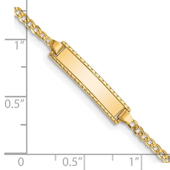 14k Children's Etched Border Curb Link ID Bracelet