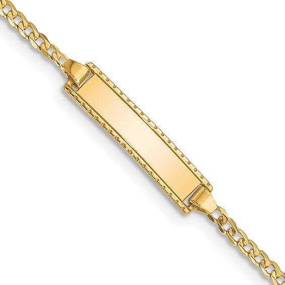 14k Children's Etched Border Curb Link ID Bracelet