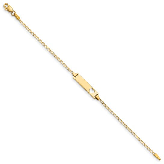 14k Cut-Out Heart Polished Children's Cuban Link ID Bracelet