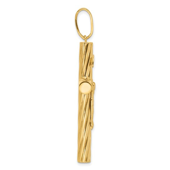 14k Polished & Textured Crucifix Pendant