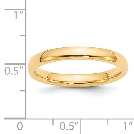 14k Half Round Comfort Fit Wedding Bands - 3.00 mm