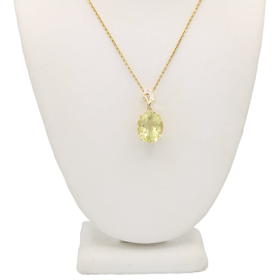 14k Diamond & Citrine Quartz Pendant
