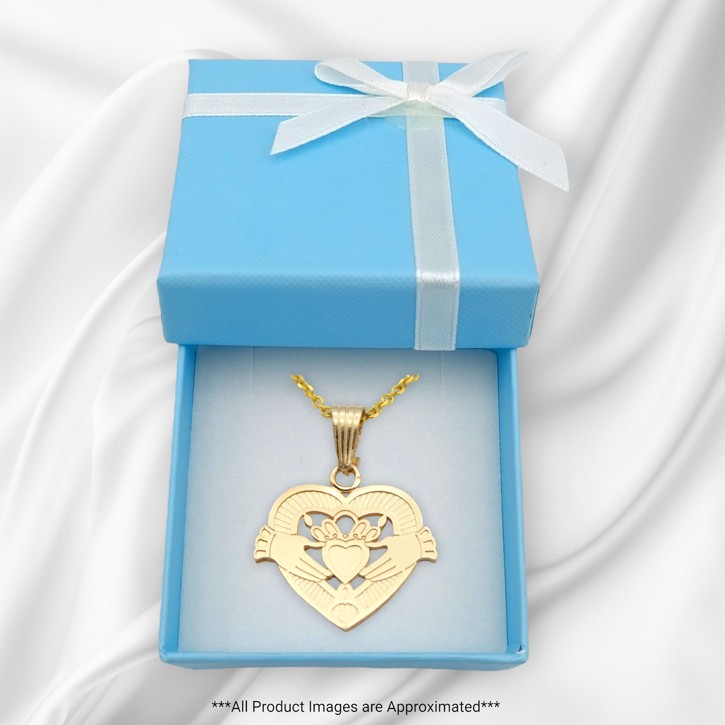 14k Yellow Gold Claddagh Heart Pendant
