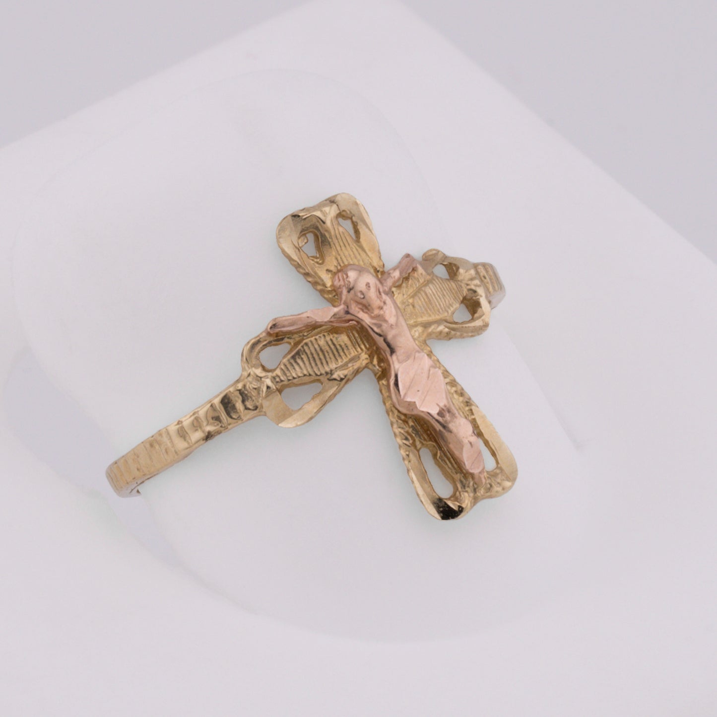 14k Two-Tone Crucifix Ring