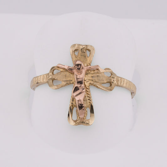 14k Two-Tone Crucifix Ring