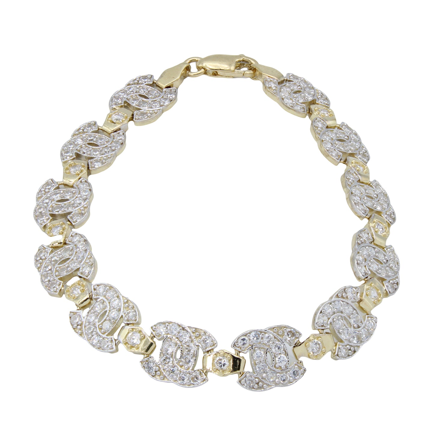14k Two-Tone Gold CZ Fancy Pave Bracelet
