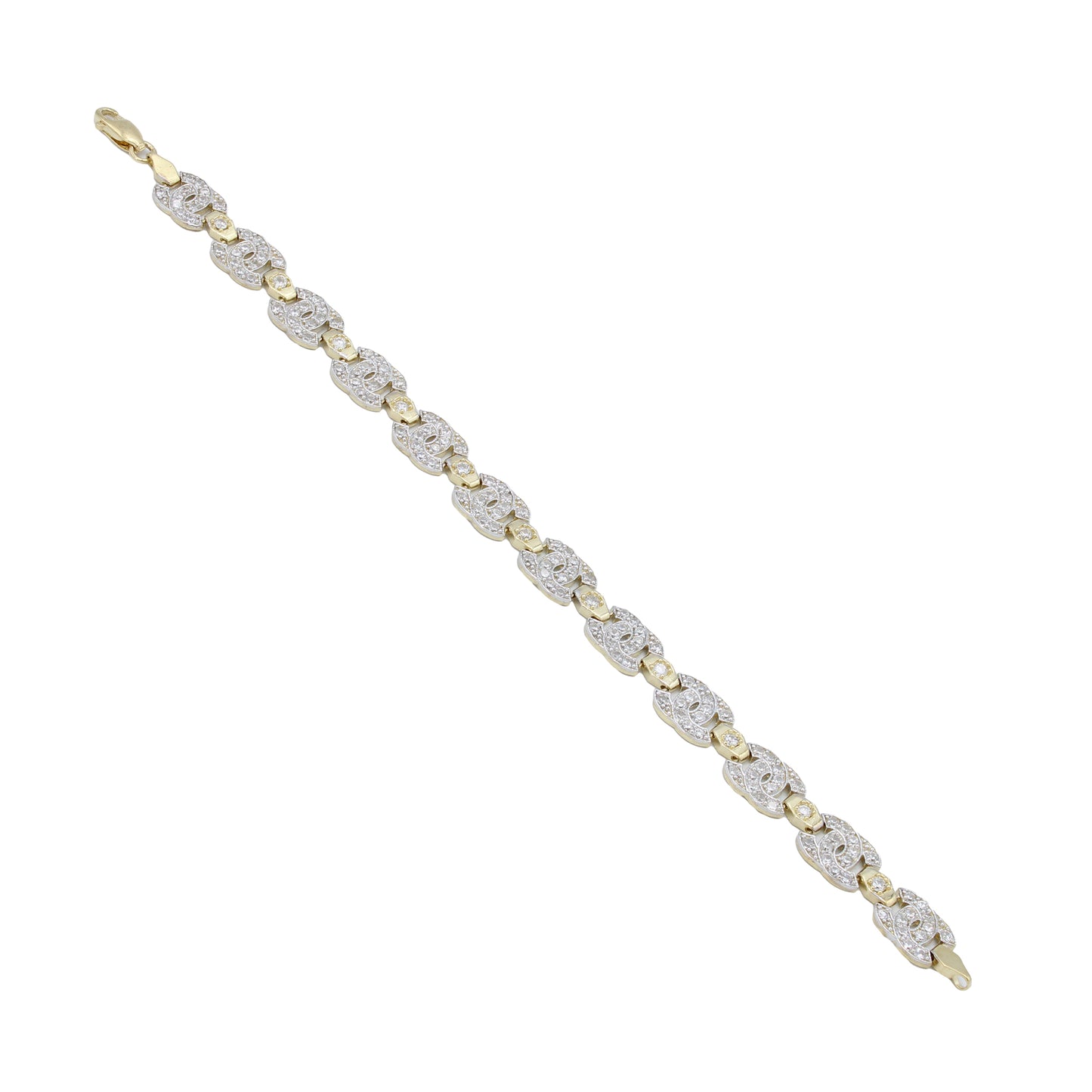 14k Two-Tone Gold CZ Fancy Pave Bracelet