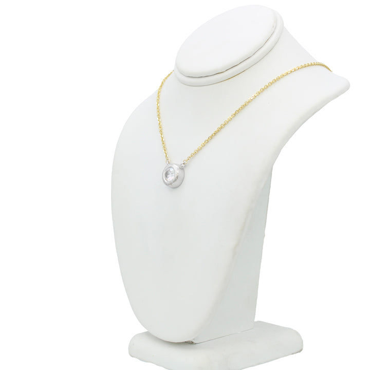 14k Two-Tone Gold CZ Solitaire Necklace