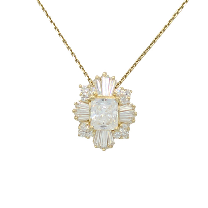 14k Yellow Gold Fancy CZ Stones Pendant