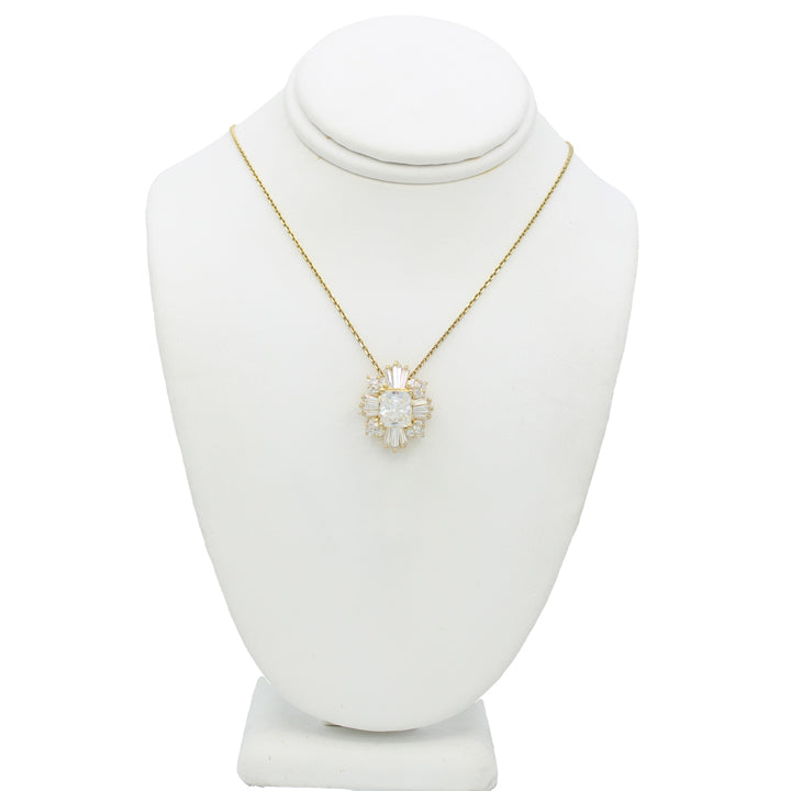 14k Yellow Gold Fancy CZ Stones Pendant