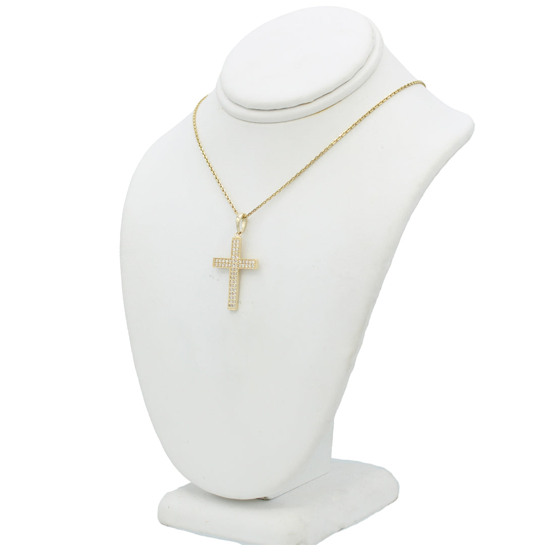 14k Yellow Gold Micro-Pave CZ Cross Pendant