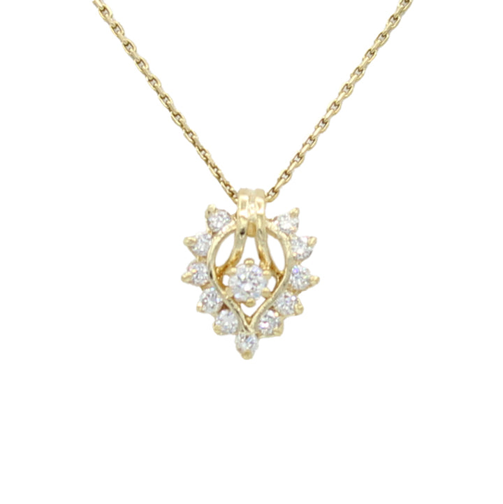 14k Yellow Gold CZ Heart Pendant