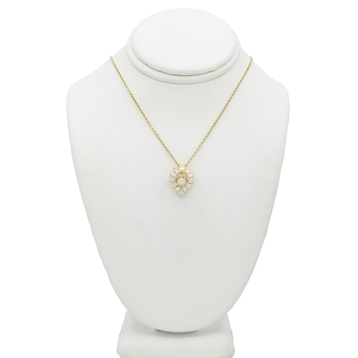 14k Yellow Gold CZ Heart Pendant